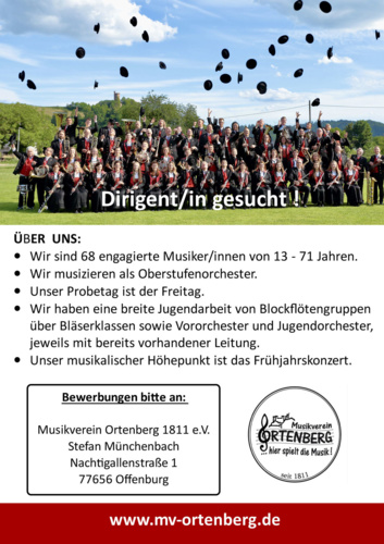 Der Musikverein Ortenberg sucht eine/n Dirigentin / Dirigenten